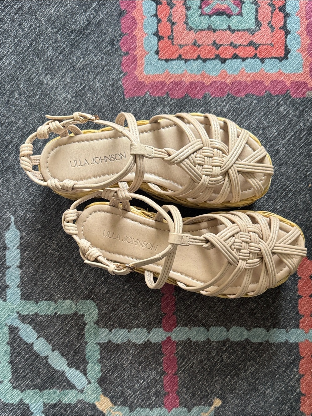 Ulla Johnson Viola Knotted Leather Platform Sandals Cream Size 7.5 (EU 37.5) - Picture 6 of 11